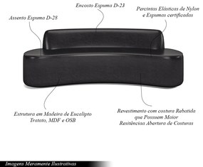 Sofá Decorativo 4 Lugares 230cm Bélgica Curvo PU Preto G15 - Gran Belo