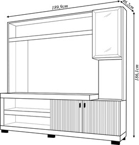 Home Theater Alvorada TV até 55 com LED Nogueira/OffWhite G11 - Gran Belo