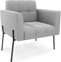 Poltrona Para Sala Pé Metal Preto Kit 2 Ana Suede Cinza - Ibiza