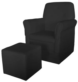Poltrona Suzi Amamentação Balanço + Puff Suzi Suede Preto