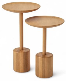 Mesa Auxiliar Bailley Redonda Conjunto Estrutura Madeira Eucalipto