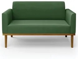 Sofá Namoradeira Base Madeira Castanho Maressa Suede Verde - Ibiza
