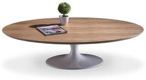 Mesa de Centro Oval Imatra Tampo Madeira Imbuia Base Saarinen em Alumínio Preto 140x70cm - 69111 Sun House