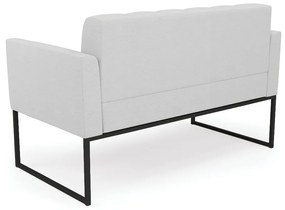 Kit 1 Sofá Namoradeira e 2 Poltronas Elisa Linho Base Metálica Industrial Preto - D'Rossi - A05 Cinza