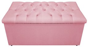 Recamier Baú Estofada Mel 90 cm Solteiro Com Capitonê  Suede Rosa Bebê - ADJ Decor