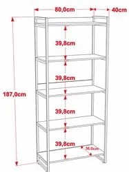 Kit 2 Estantes Livreiro Prisma Estilo Industrial 80cm 5 Prateleiras C0
