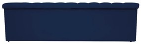 Recamier Baú Estofada Mel 140 cm Casal Com Capitonê  Suede Azul Marinho - ADJ Decor