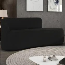 Sofá 2 Lugares Para Sala 140cm Orgânico Wendi Suede Preto I01  - Mpoze