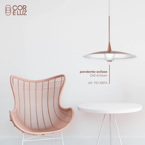 Pendente Eclisse Ø50X41Cm Disco Curvo Metal Alumínio E Vidro 01Xled 9W... (COBRE FOSCO)