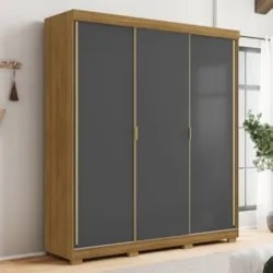 Guarda Roupa Casal 200cm 3 Portas Porto Flex Nature/Alasca - Vila Rica