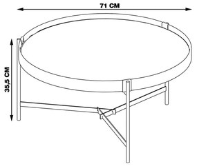 Mesa de Centro Nezuko 71cm Base Cobre Tampo Mármore Preto G29 - Gran Belo