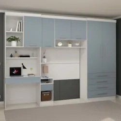 Guarda Roupa Solteiro Modulado CP02 Taiga Branco/Grey L01 - Mpozenato