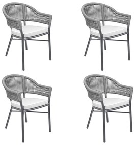 Kit 4 Cadeiras Área Externa de Alumínio Bear com Corda Naútica Grafite G56 - Gran Belo