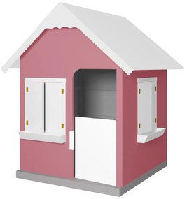 Casinha De Brinquedo Com Floreiros MDF Rosa/Branco - Criança Feliz