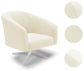 Poltrona Decorativa Giratória Cromada Stella Cotelê Ext/Veludo D03 - D'Rossi - Off White