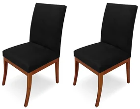 Conjunto 2 Cadeiras Raquel para Sala de Jantar Base de Eucalipto Suede Preto
