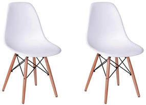 Conjunto 2 Cadeiras Eiffel Base Madeira Branco - Conjunto 2 Cadeiras Eiffel Base Madeira – Branco