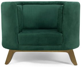 Kit 02 Poltronas Decorativas Para Sala de Estar Base de Madeira Ferrara Veludo Verde G15 - Gran Belo
