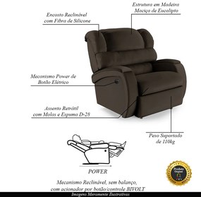 Poltrona do Papai Sala de Cinema Reclinável Kylie Power Elétrica PU Marrom G23