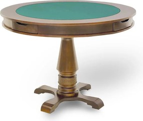 Mesa 4 Lugares Jogos Poker Carteado Victoria Redonda Tampo Reversível com Gavetas e Porta Copos Amêndoa G36 - Gran Belo