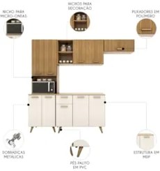 Cozinha Compacta Amélia Freijó UV/Ripado/Off Acetinado Z44  - Mpozenat