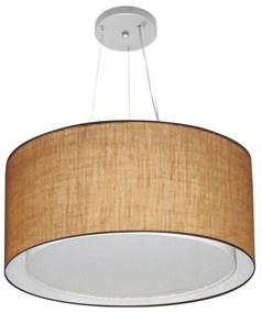 Lustre Pendente Cilíndrico Duplo Md-4300 Cúpula em Tecido 50x30cm Palha - Bivolt