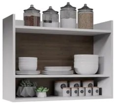 Armário de Cozinha Aéreo 71cm 2 Portas 1 Nicho Ceci Z34 Branco/Freijó