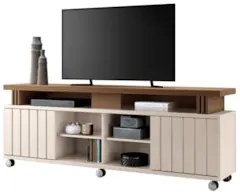 Rack Bancada de TV 70 Pol 180cm Briz H01 Castanho/Off White - Mpozenat