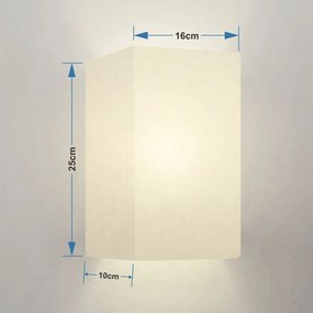 Arandela Retangular Retro Md-2002 Cúpula em Tecido 25/16x10cm Branco - Bivolt