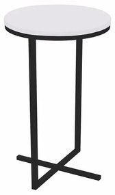 Mesa Lateral Alta Volpi Branco Base Metálica Industrial Preto 56 cm A05 - D'Rossi