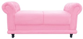 Kit 02 Recamier Barcelona Namoradeira Calçadeira Suede D'Rossi - Rosa Bebê