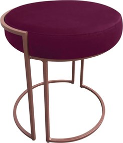 Puff Redondo Base Industrial Cobre Kit 2 Love Suede - Vinho