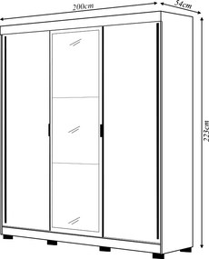 Guarda Roupa Casal Heros 3 Portas de Correr Dupla Face com Espelho MDF Nature/Chumbo G98 - Gran Belo