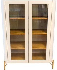 Cristaleira Bend 2 Portas cor Luna e Freijo com Base Metal Dourada 136 cm - 70725 Sun House