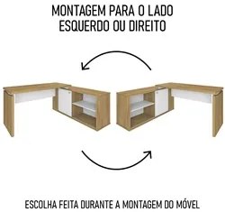 Conjunto Escritório Home Office 4 Peças Sharp A06 Olmo/Branco - Mpozen