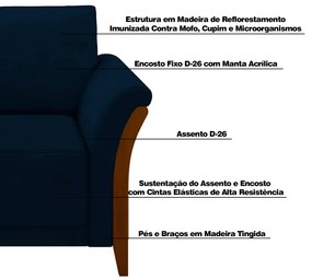 Poltrona Decorativa Pés em Madeira Market Veludo Azul Marinho G45 - Gran Belo