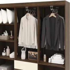 Guarda Roupa Solteiro 154cm Com 6 Portas Mayra Imbuia/Champanhe V02 -