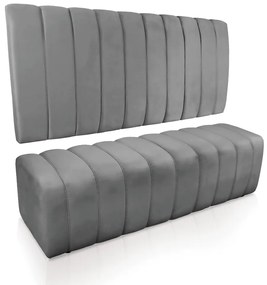 Kit Calçadeira e Painel Olivia Queen 160 cm Veludo Cinza - D'Rossi