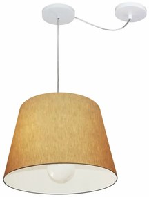 Lustre Pendente Cone Com Desvio Md-4274 Cúpula  30/30x40cm Palha - Bivolt