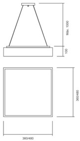 Pendente Ayla 48X48Cm Led 36,8W Bivolt | Usina 19041/48 (DR-M Dourado Metálico, 3000k)