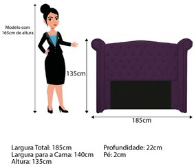 Kit Cabeceira e Calçadeira Veneza 140 cm Casal Suede Roxo - ADJ Decor