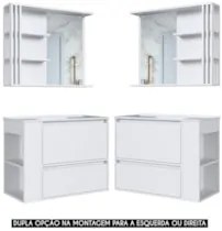 Gabinete Banheiro com Lavatório e Espelheira Zeus Branco F10 - Mpozena