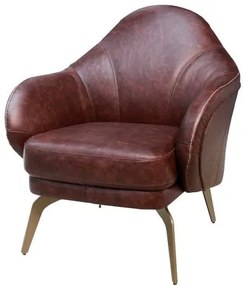 Poltrona Felicity Couro Mogno Pés de Ferro Champagne Fixo 80cm - 70013 Sun House