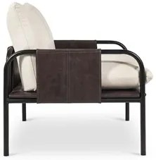 Poltrona Decorativa Estilo Industrial Lina L07 Couro Branco/Preto - Mp