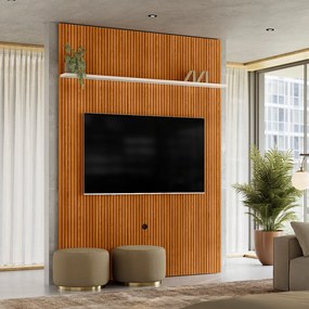 Painel TV 65 Pol 179cm Ripado para Sala Valen M20 - D'Rossi - Cinamomo e Off White