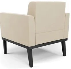 Sofá Namoradeira e 1 Poltrona Base Madeira Preto Ana Suede Bege - Ibiz