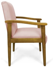 Poltrona Eloisa Veludo Base de Madeira Castanho - Rose