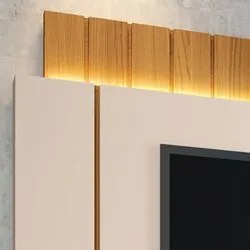 Painel para TV Suspenso 55 Pol. Illuna H01 Off White/Cinamomo - Mpozen