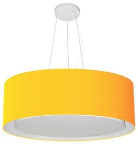 Lustre Pendente Cilíndrico Duplo Md-4125 Cúpula em Tecido 60x25cm Laranja - Bivolt