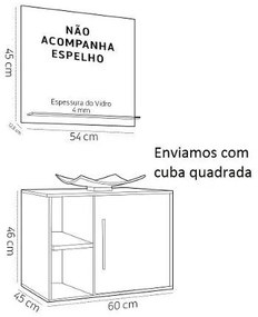 Conjunto Gabinete de Banheiro Completo com Cuba 60cm